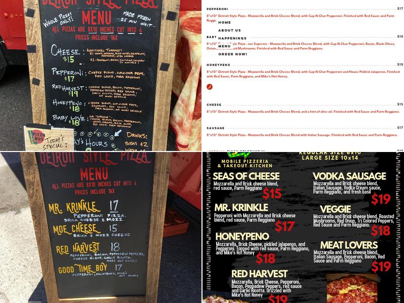 Izzy's Pizza Bus Menu