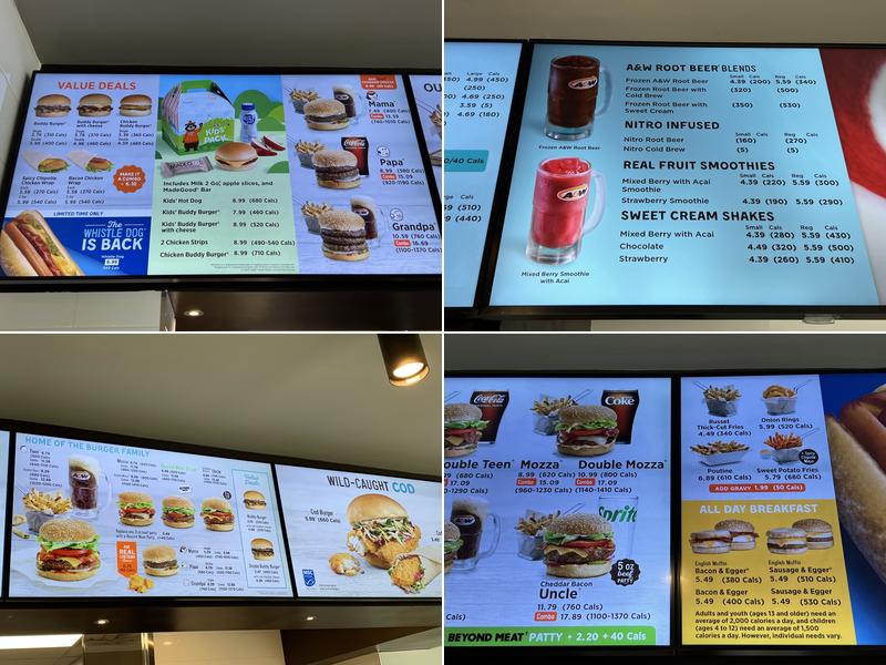 A&W Canada Menu