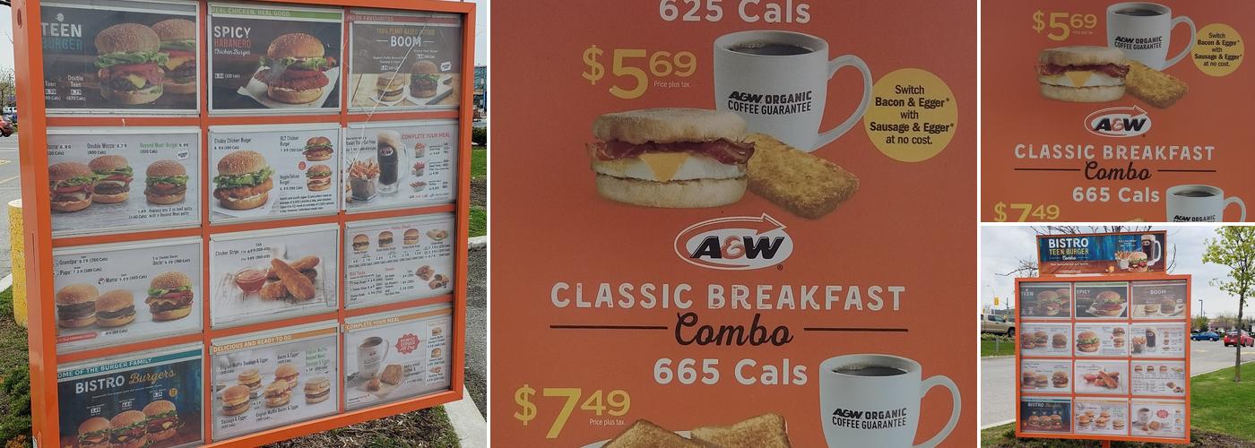 A&W Canada Menu