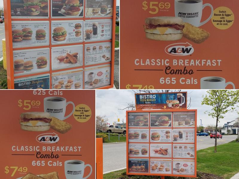 A&W Canada Menu