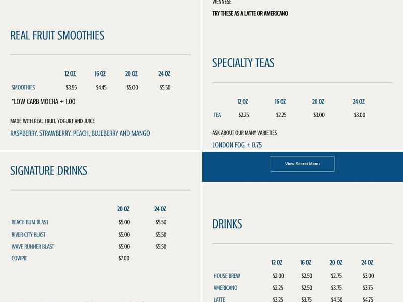 River City Espresso Menu