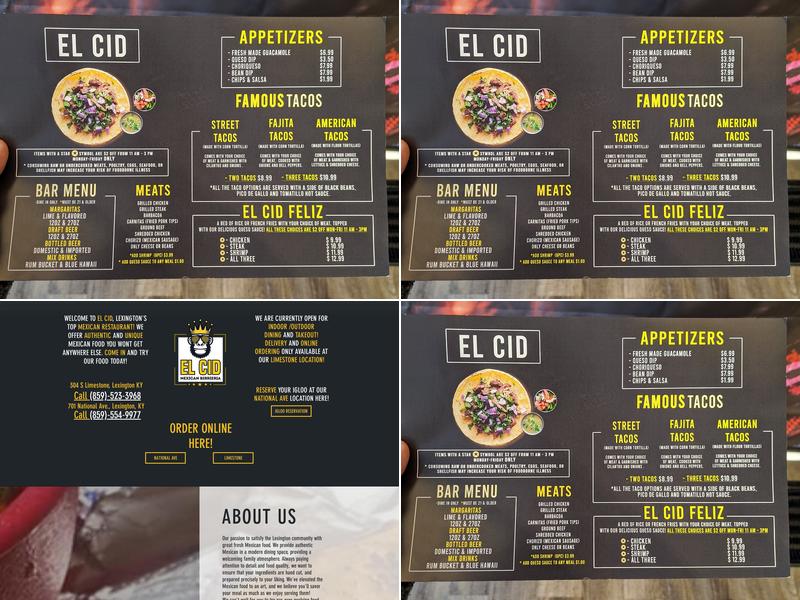 La Chula Menu