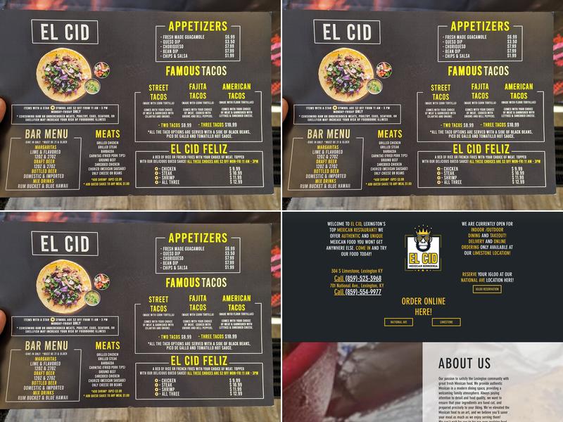 La Chula Menu