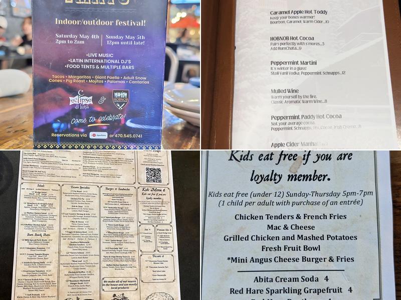 HOBNOB Neighborhood Tavern Menu