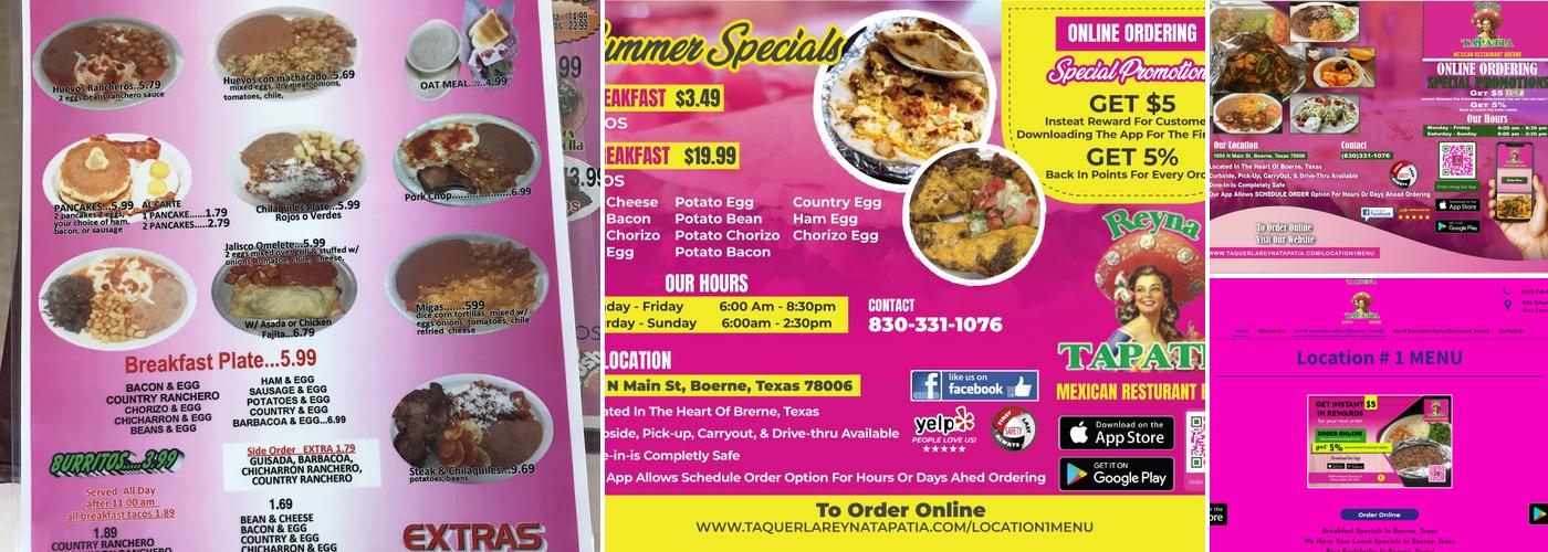 Taqueria Reyna Tapatia Menu