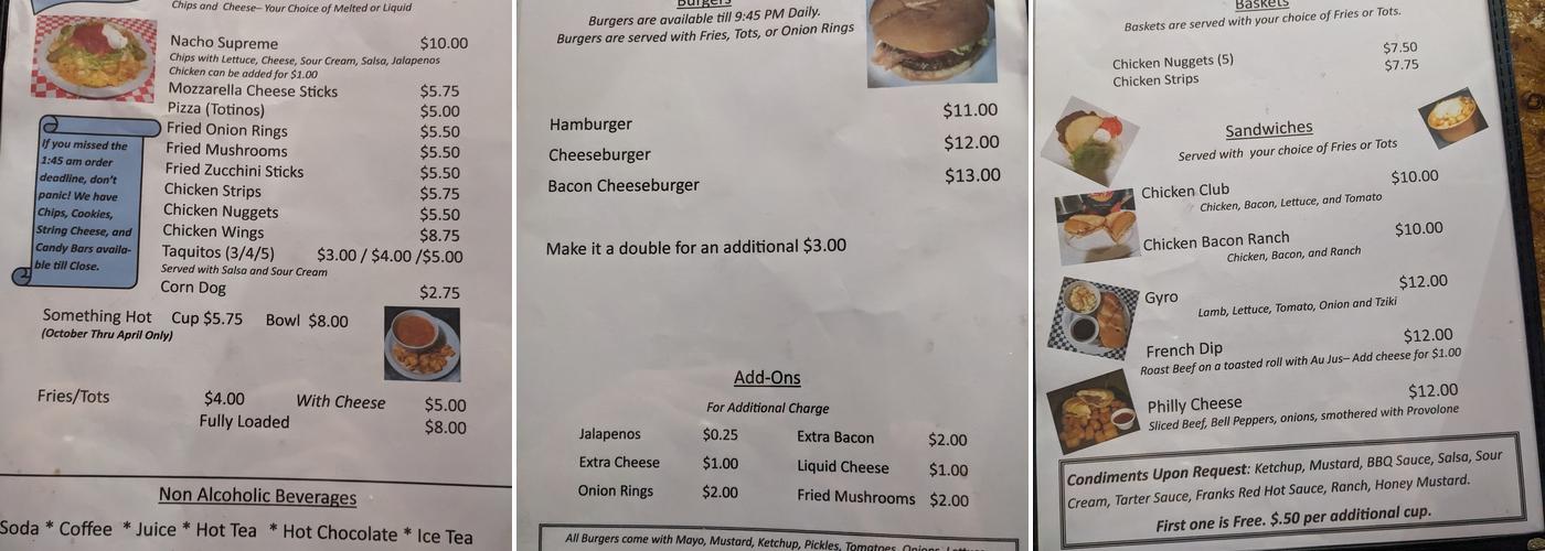 Circle Inn Tavern Menu