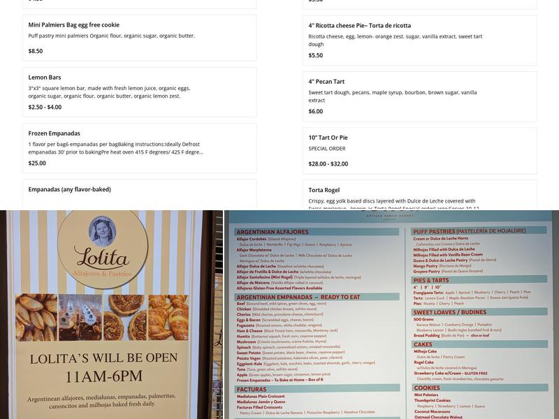 Lolita Artisanal Bakery- Cafe Menu