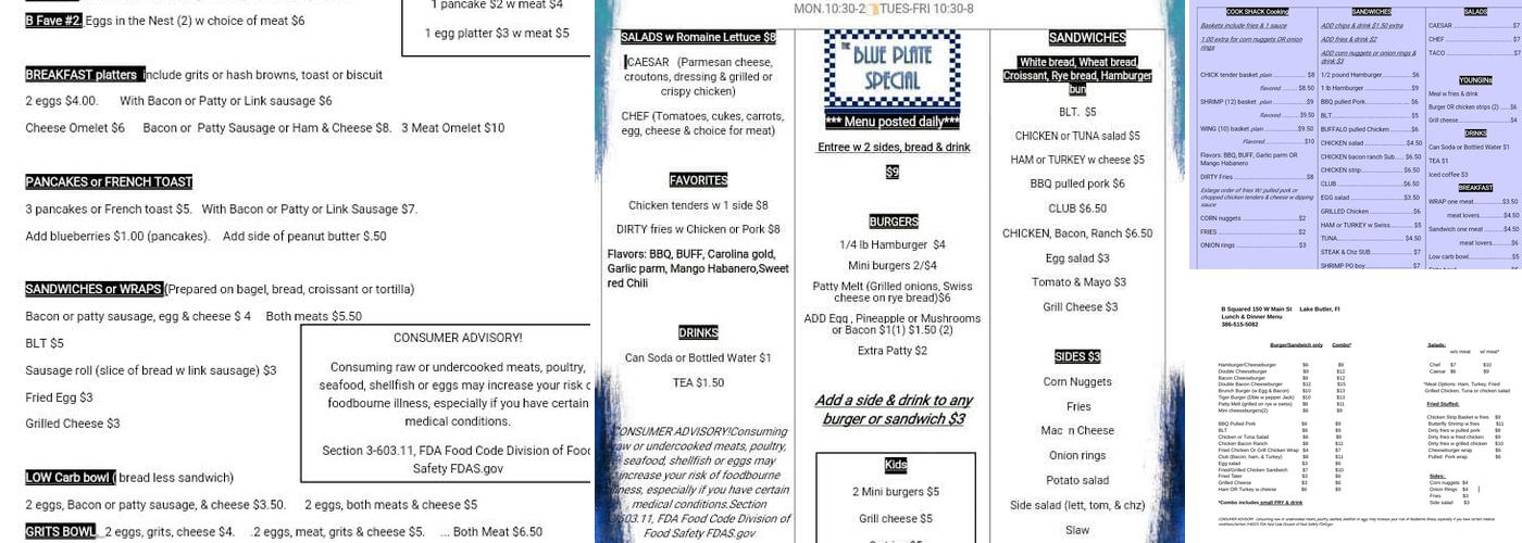 B Squared Bake Goods & More LLC Menu