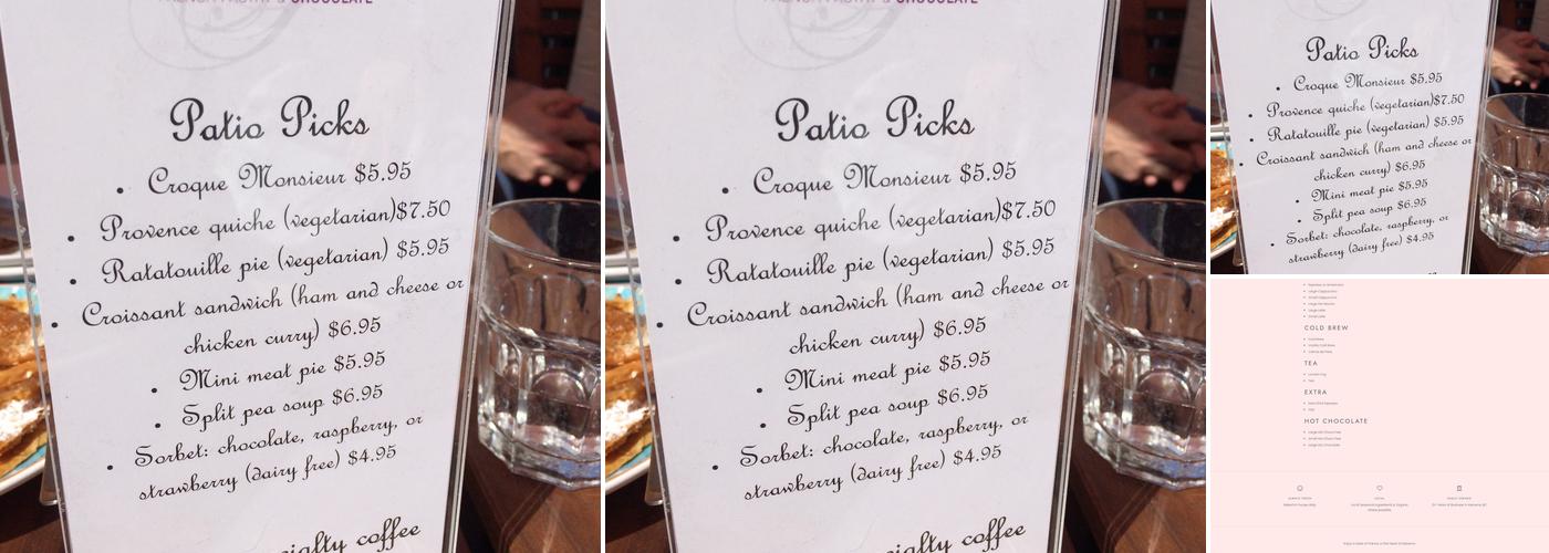 Sandrine French Pastry and Chocolate Menu