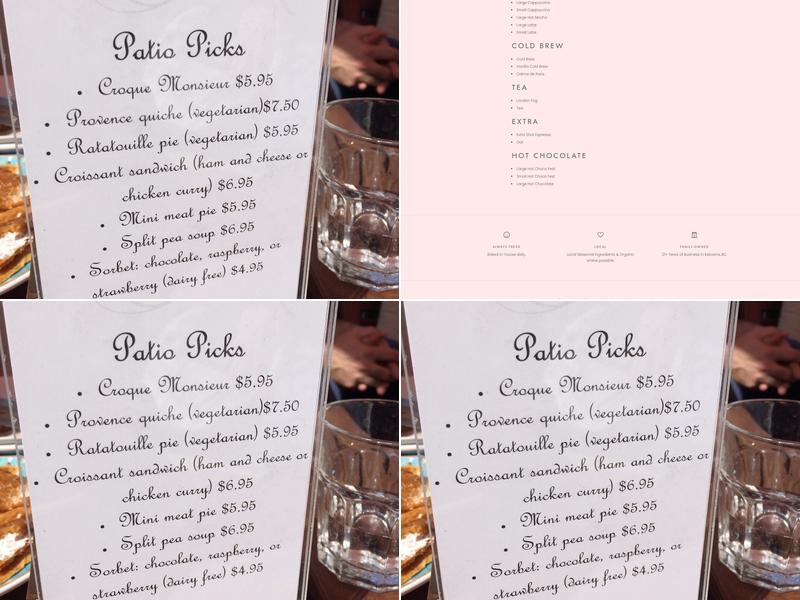 Sandrine French Pastry and Chocolate Menu