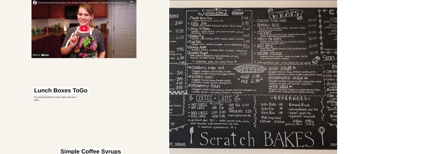 Scratch Bakes Menu