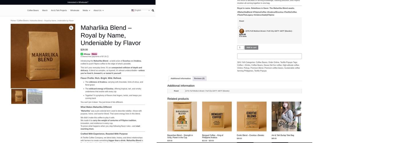 Teofilo Coffee Company Menu