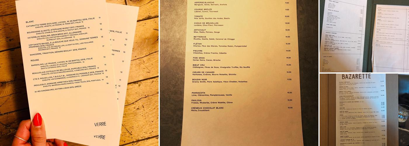 Bazarette Menu
