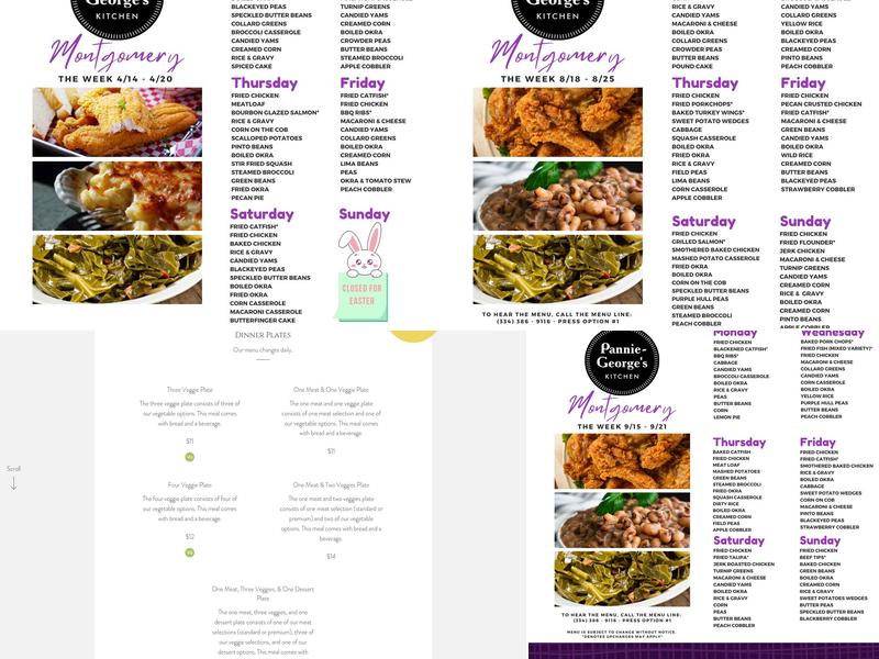 Pannie-George's Kitchen Inc - Montgomery Menu