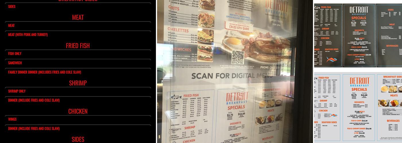 Detroit Breakfast Menu