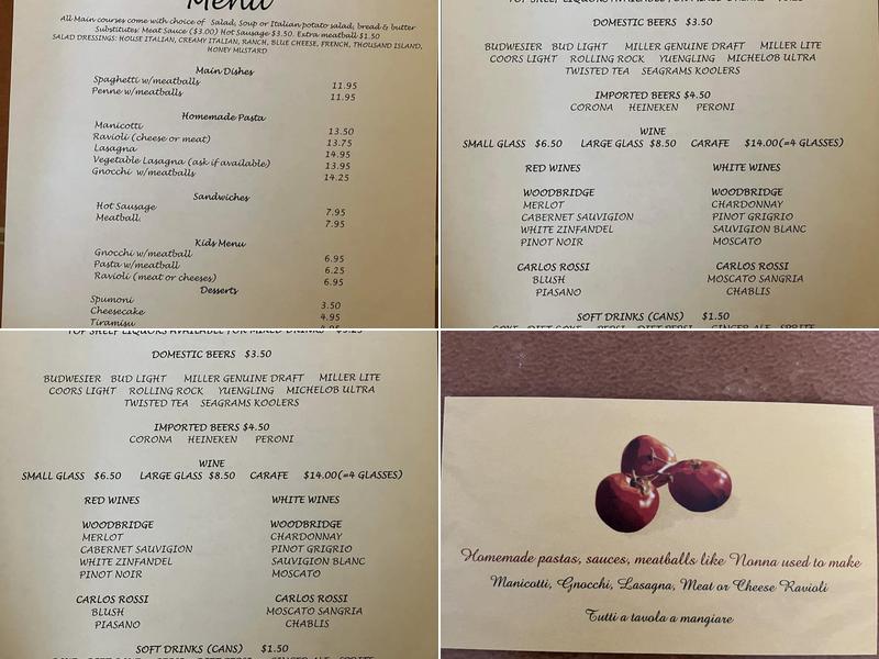 Ala Maria’s Menu
