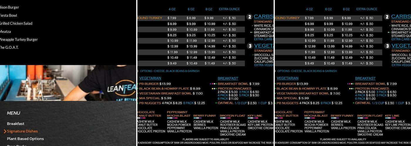 LeanFeast-Riverside Menu