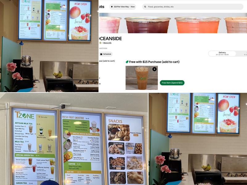TZONE Oceanside Menu
