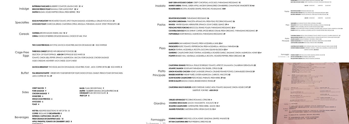 Savoca Menu