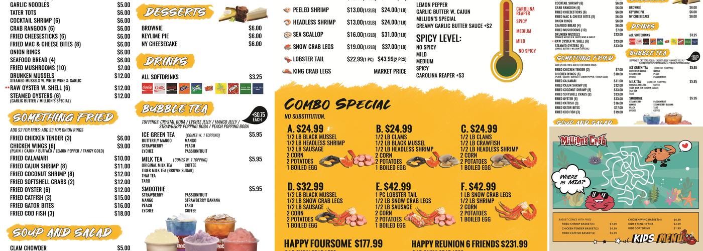 Million's Crab | Seafood & Bar Menu