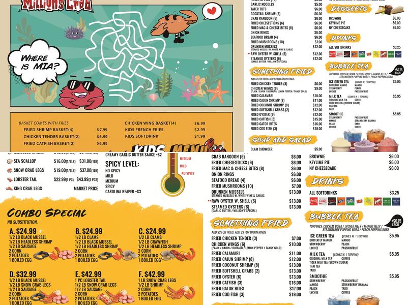 Million's Crab | Seafood & Bar Menu