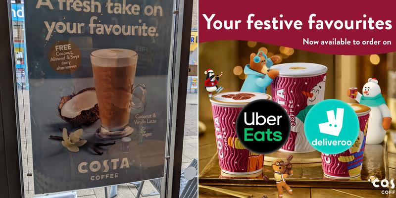 Costa Coffee Thetford Menu