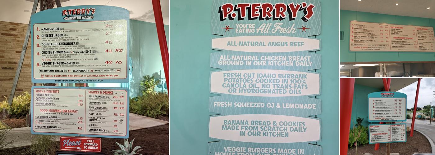 P. Terry's Burger Stand #18 Menu