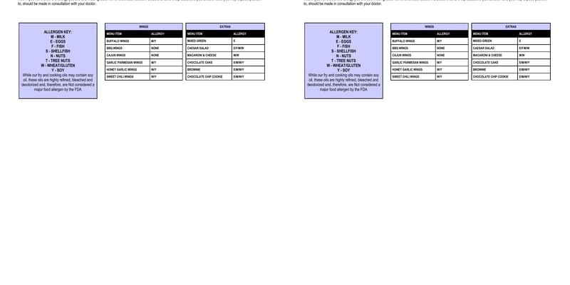 Wing Squad Menu