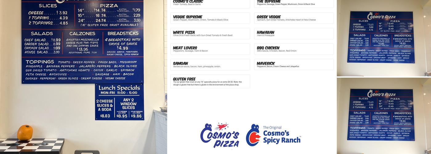 Cosmo's Pizza Menu