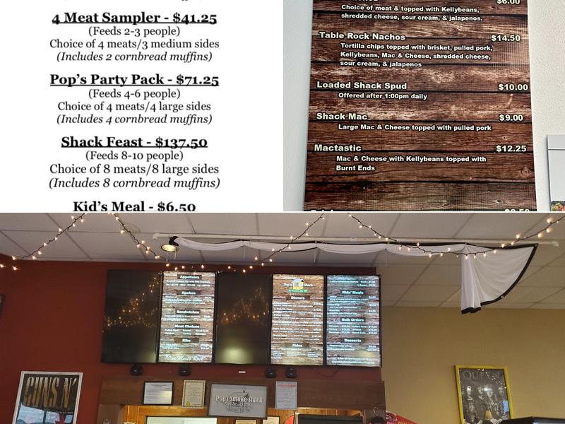 Pop's Smoke Shack Menu