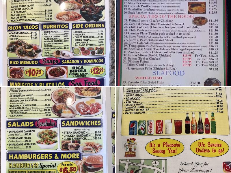 El Alegre Mexican Grill Menu