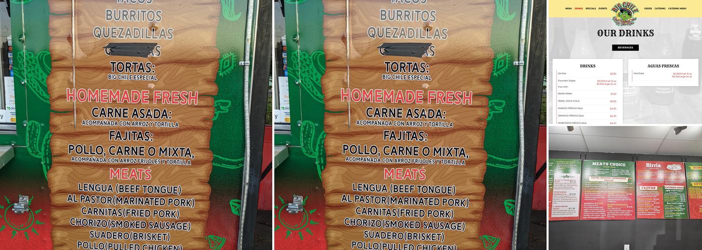 Big Chile real mexican tacos & tex-mex Menu