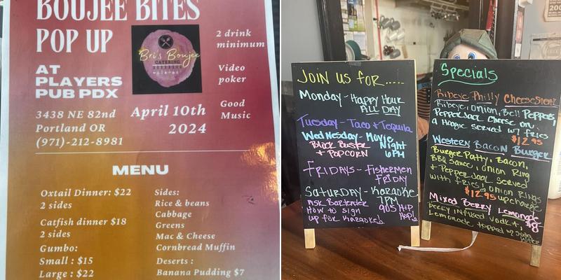 Players Pub PDX Menu