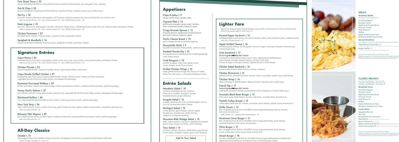 Apple Mountain Menu