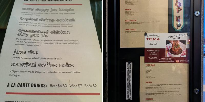 Joint Venture Kitchen Menu