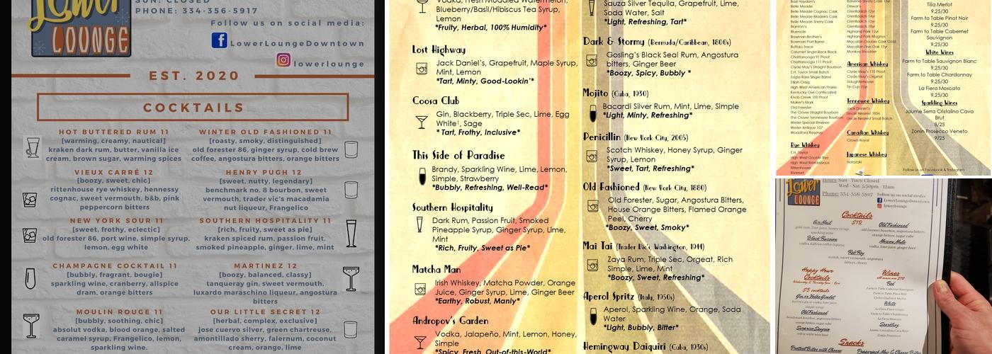 Lower Lounge Menu