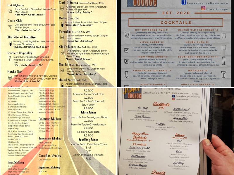 Lower Lounge Menu