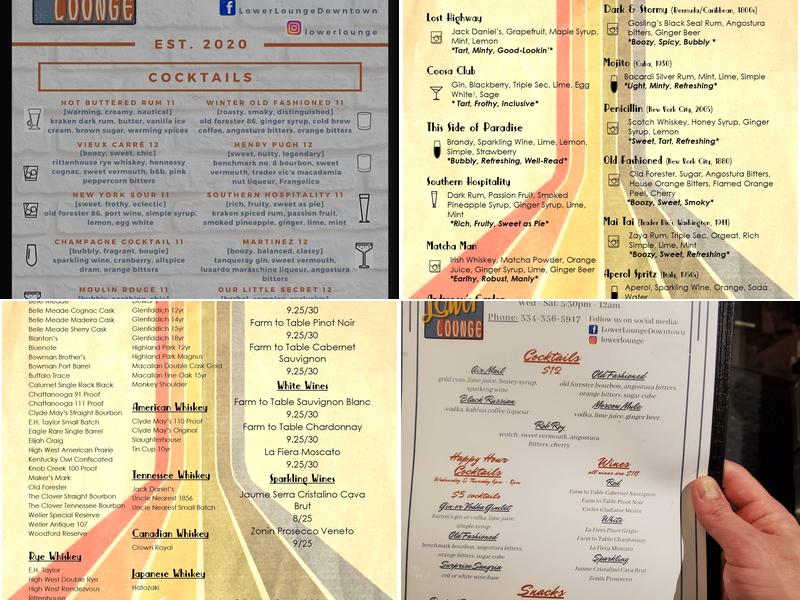 Lower Lounge Menu