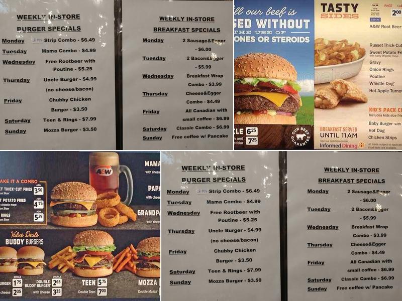 A&W Canada Menu