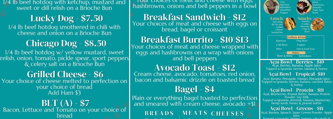 Lucky Dog Coffee Menu