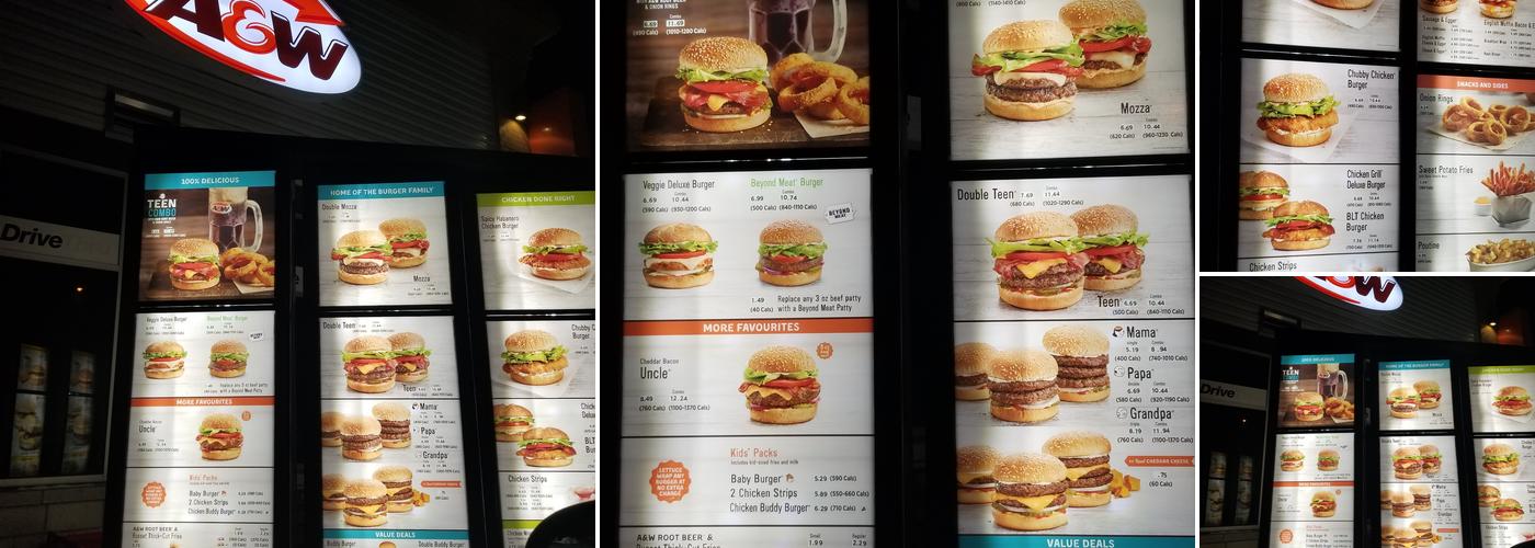 A&W Canada Menu