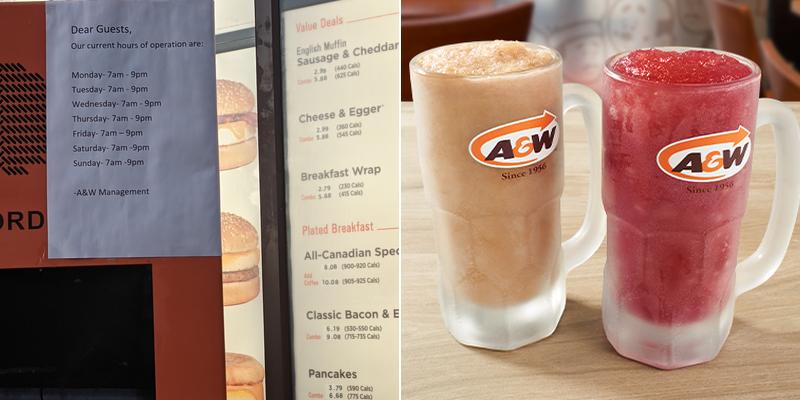 A&W Canada Menu