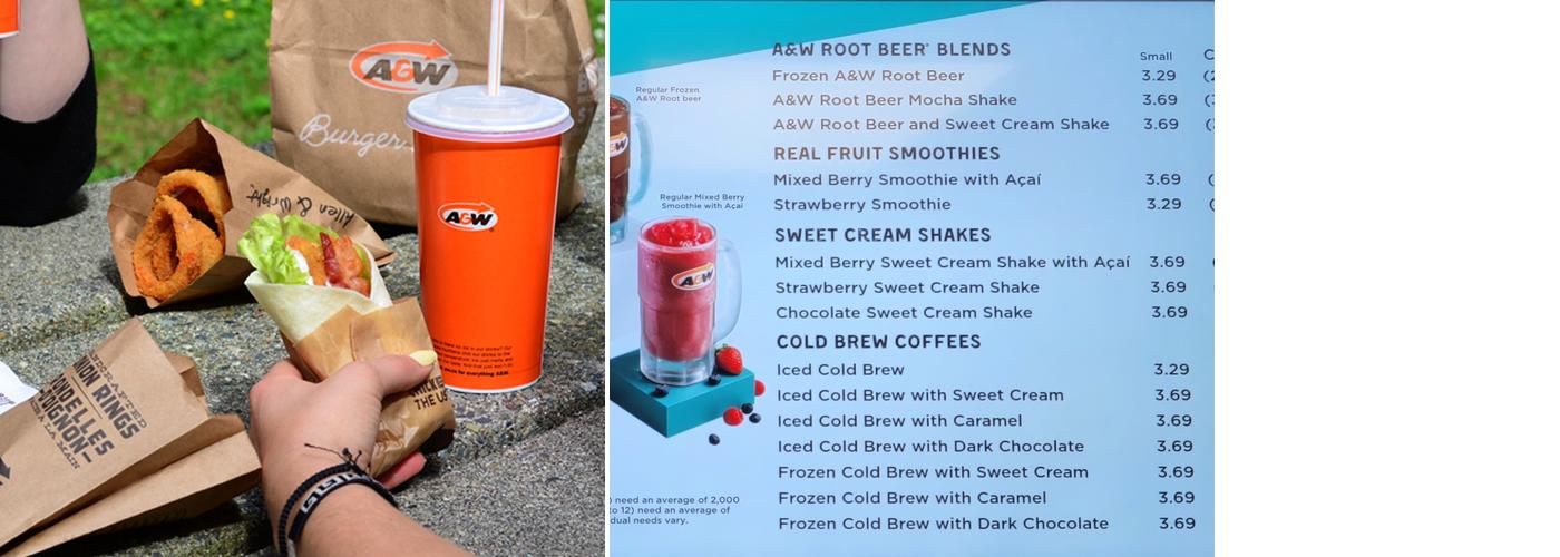 A&W Canada Menu