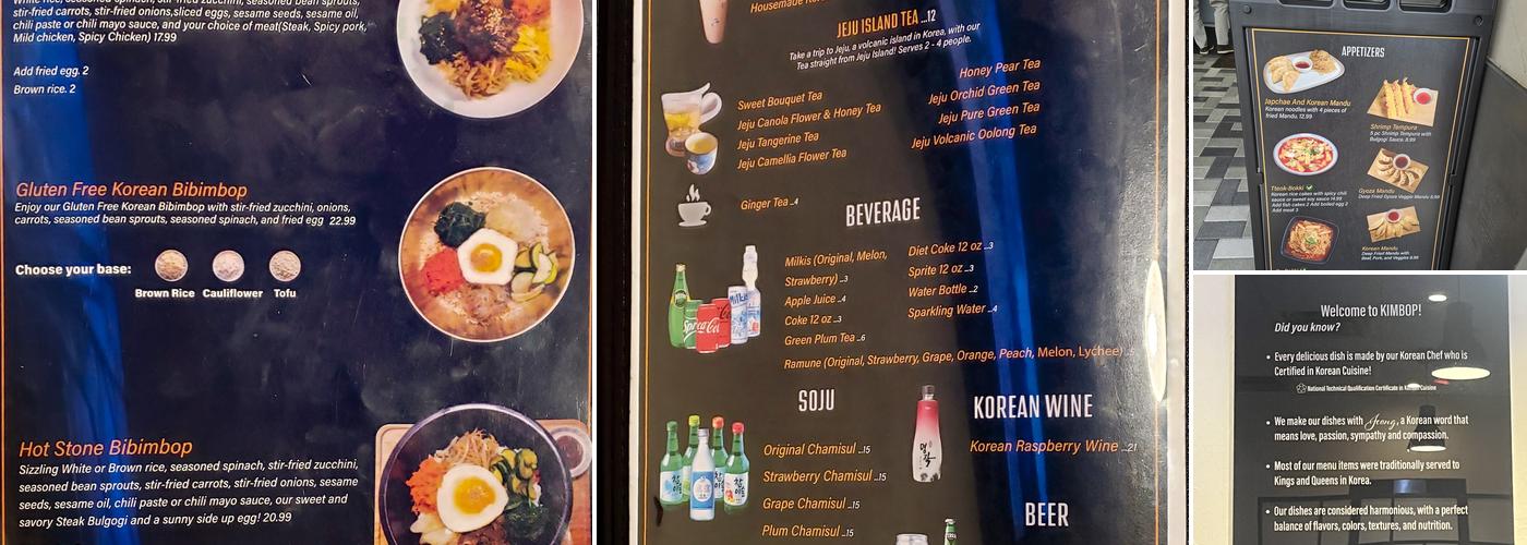 KIMBOP Menu