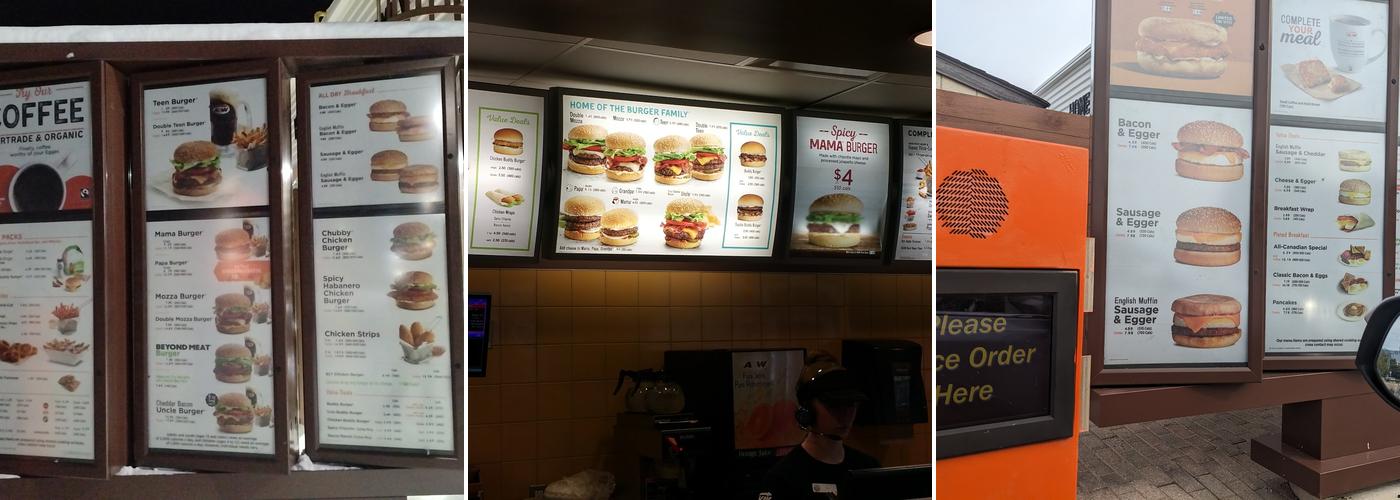 A&W Canada Menu