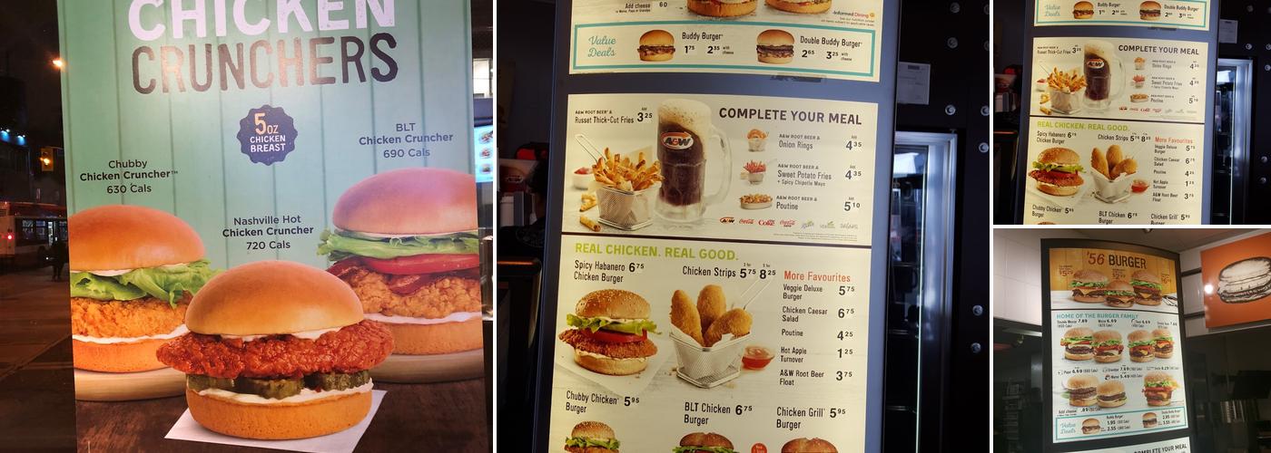 A&W Canada Menu