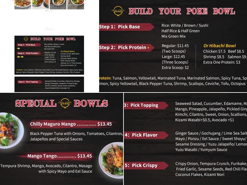 Okey Poke Menu
