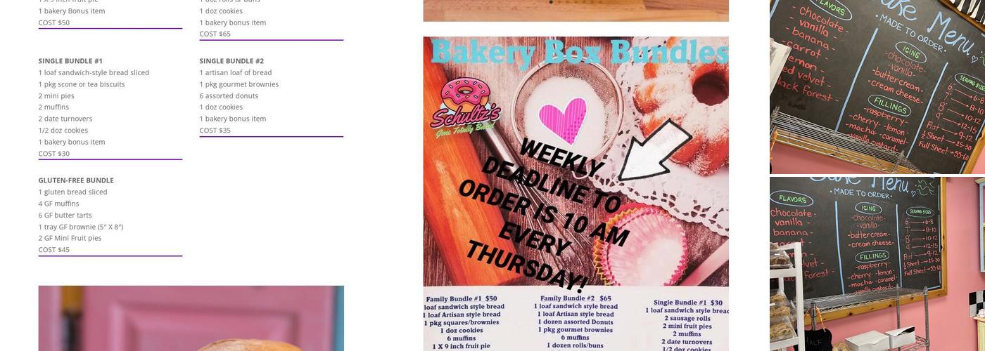 Schultz Bakery Menu
