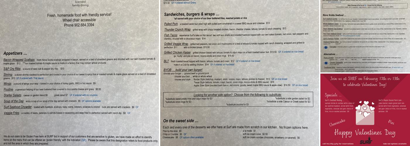 Surf Menu