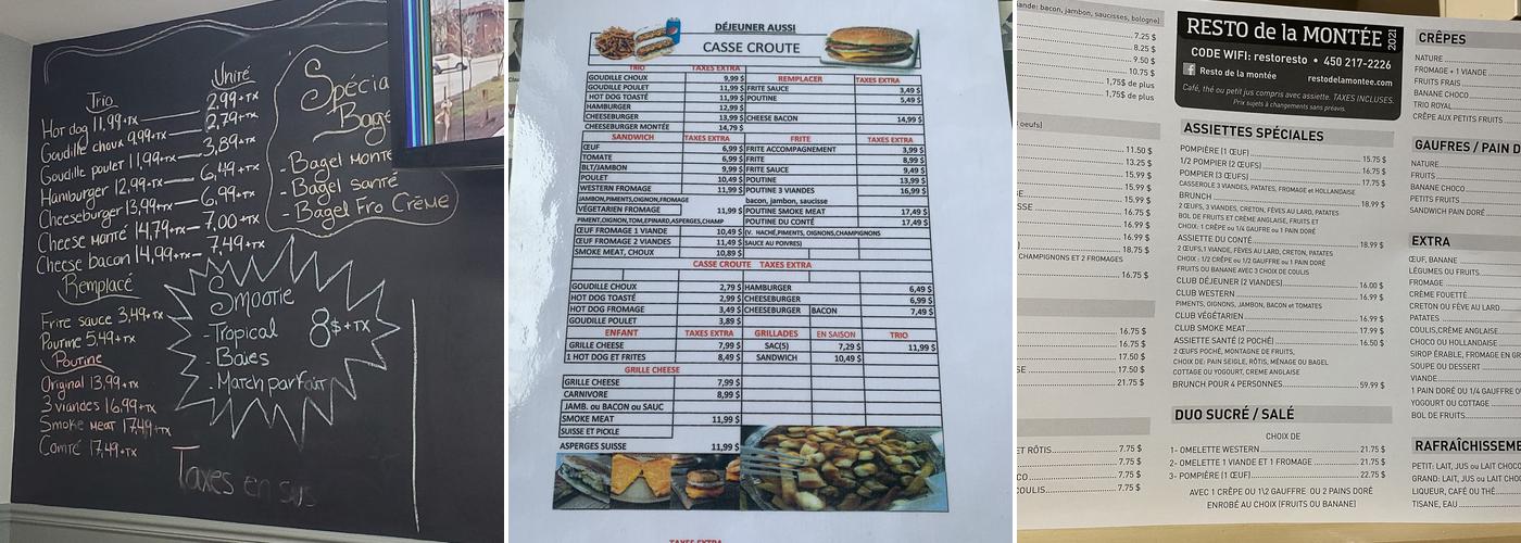 Resto de la Montée Menu